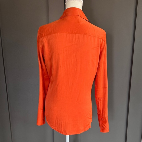 Zara Vibrant Orange Button-Down Shirt 100%Viscose Size S - Picture 3 of 9